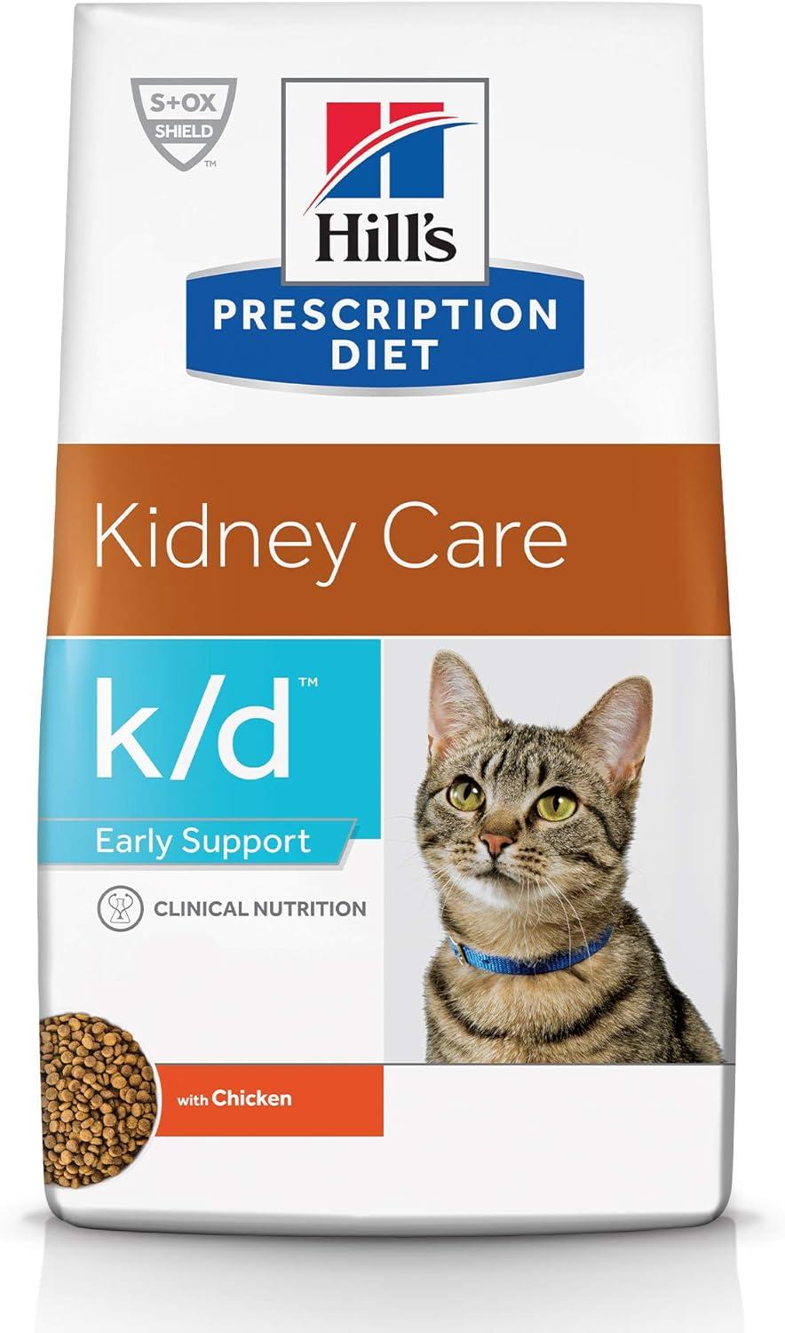 imageHills Prescription Diet kd Early Support Kidney Care Chicken Flavor Dry Cat Food Veterinary Diet 4 lb BagChicken