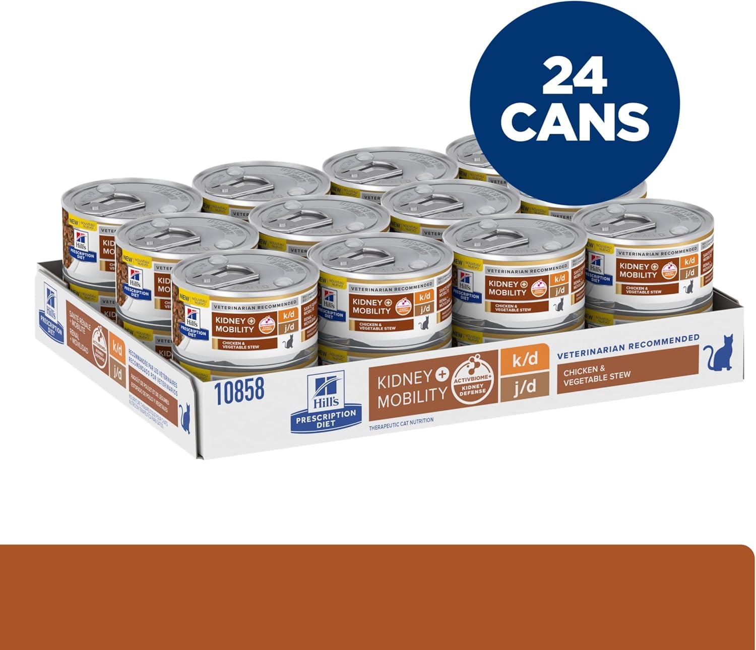 imageHills Prescription Diet kd Kidney Care with Chicken Wet Cat Food Veterinary Diet 55 oz Cans 24PackChicken Vegetable Stew