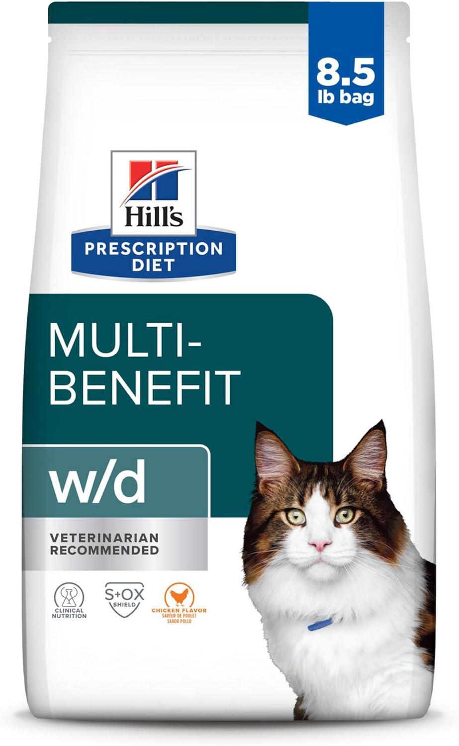 imageHills Prescription Diet wd MultiBenefit DigestiveWeightGlucoseUrinary Management Chicken Flavor Dry Cat Food Veterinary Diet 4 lb BagChicken