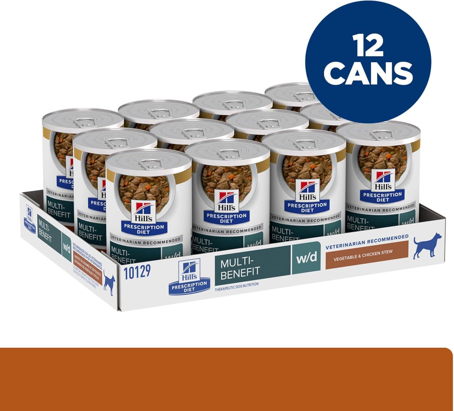 imageHills Prescription Diet wd MultiBenefit DigestiveWeightGlucoseUrinary Management Vegetable ampamp Chicken Stew Wet Dog Food Veterinary Diet 55 oz Cans 24PackVegetable Chicken Stew