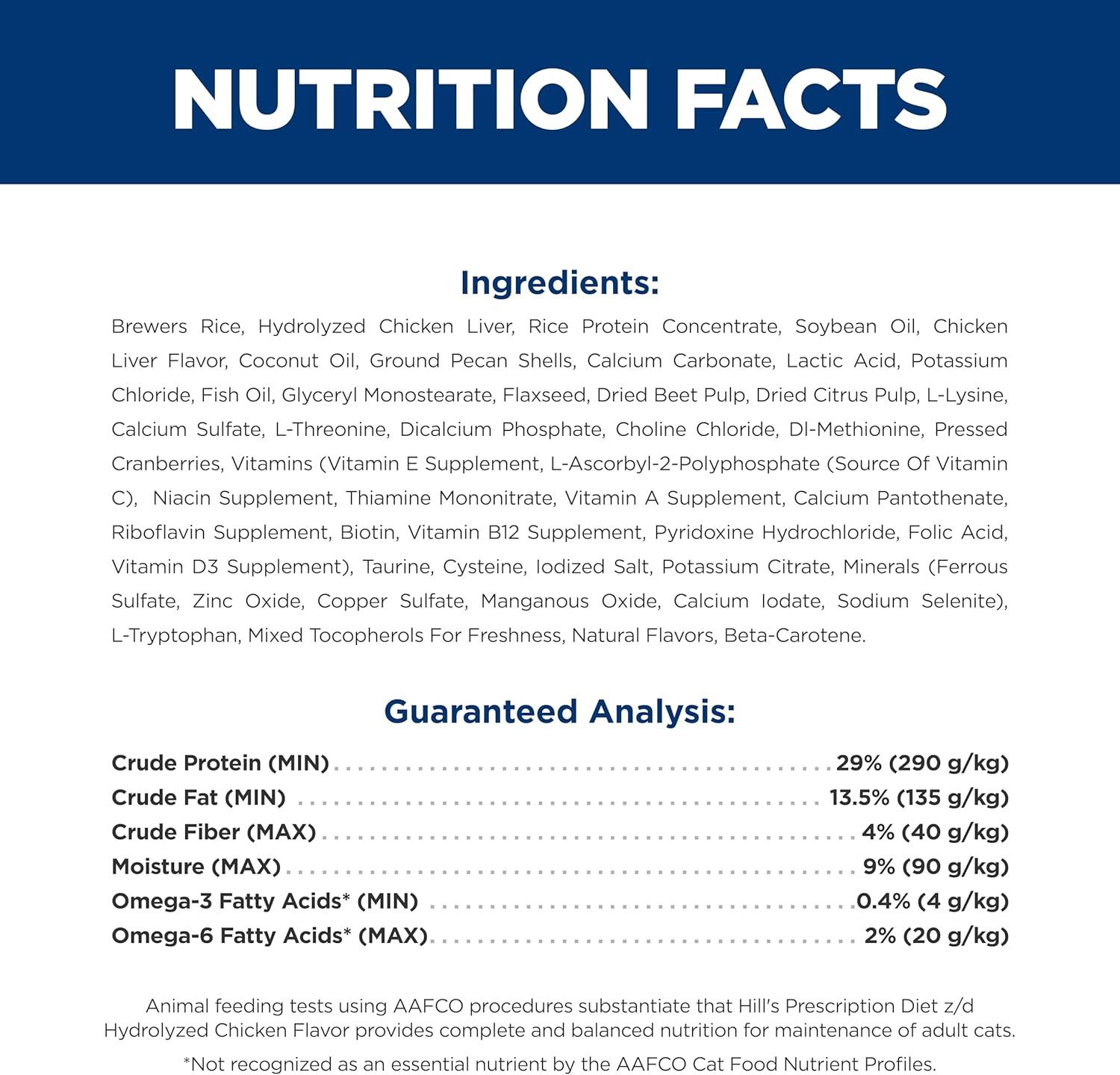 imageHills Prescription Diet zd SkinFood Sensitivities Hydrolyzed Dry Cat Food Veterinary Diet 4 lb BagChicken