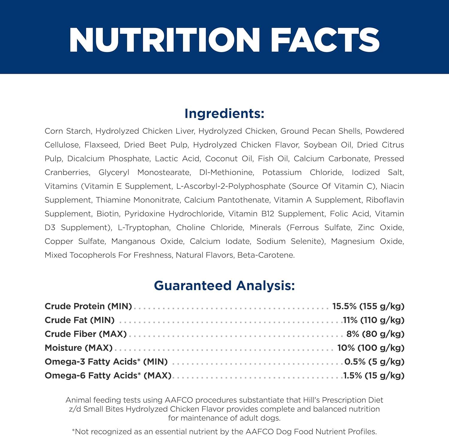 imageHills Prescription Diet zd SkinFood Sensitivities Hydrolyzed Dry Dog Food Veterinary Diet 25 lb BagChicken Small Bites