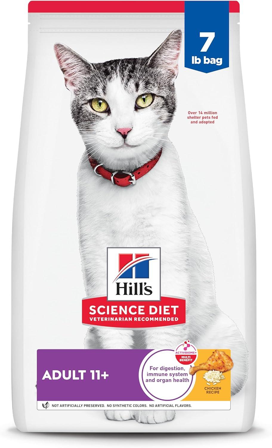 imageHills Science Diet Adult 11 Senior Adult 11 Premium Nutrition Dry Cat Food Chicken Recipe 155 lb BagChicken