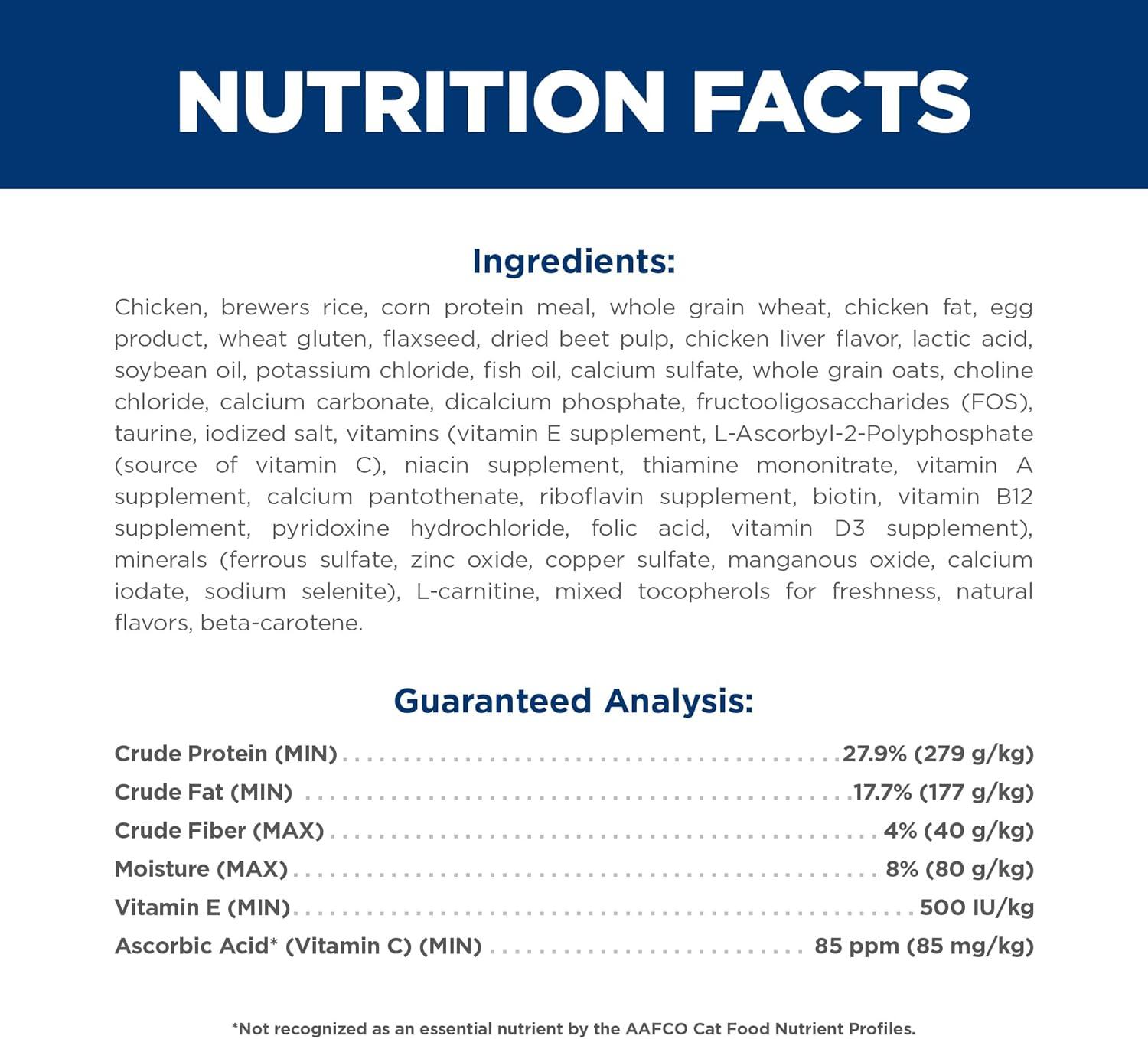 imageHills Science Diet Adult 11 Senior Adult 11 Premium Nutrition Dry Cat Food Chicken Recipe 155 lb BagChicken