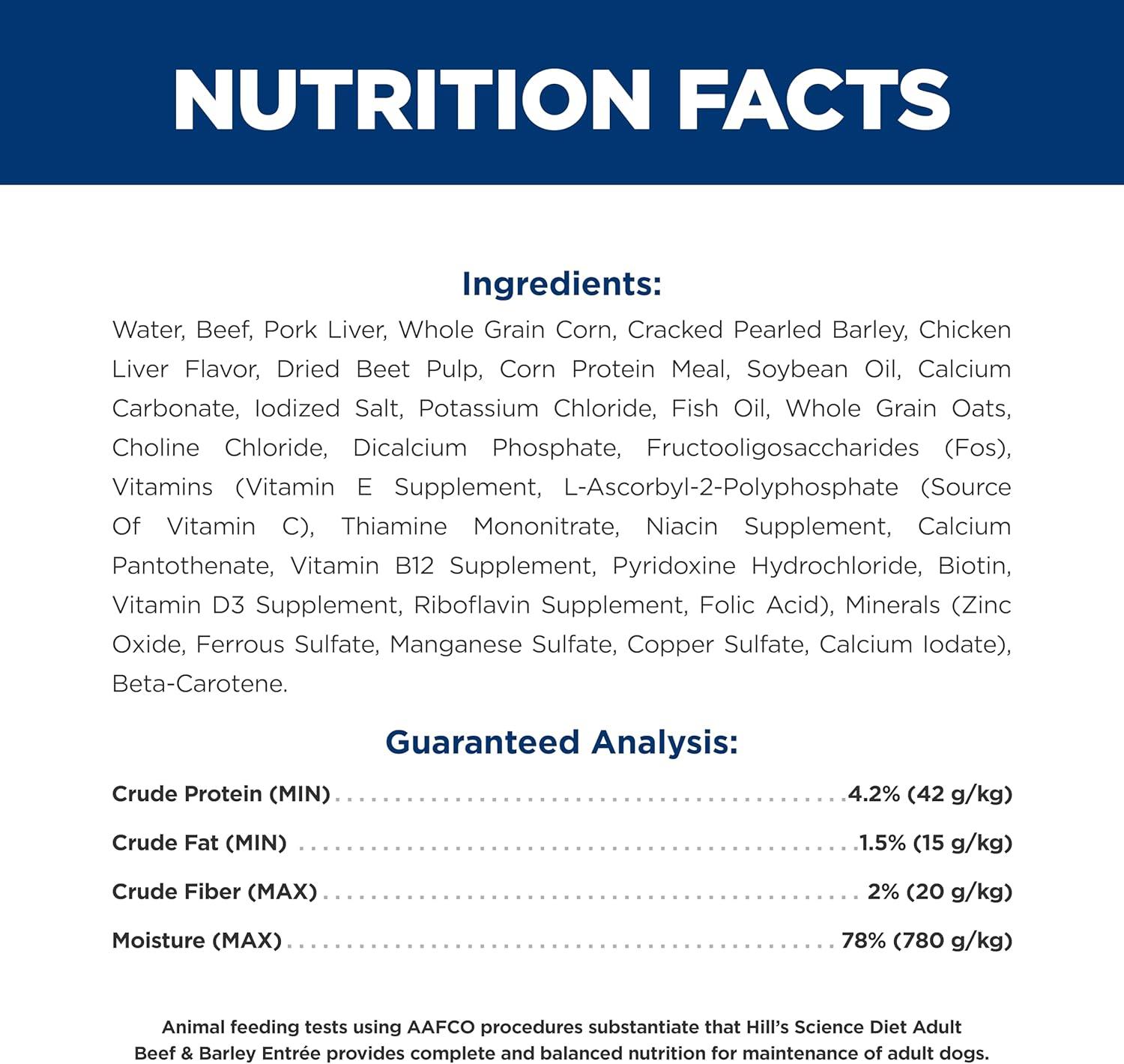 imageHills Science Diet Adult 16 Adult 16 Premium Nutrition Wet Dog Food Beef ampamp Barley Loaf 13 oz Can Case of 12