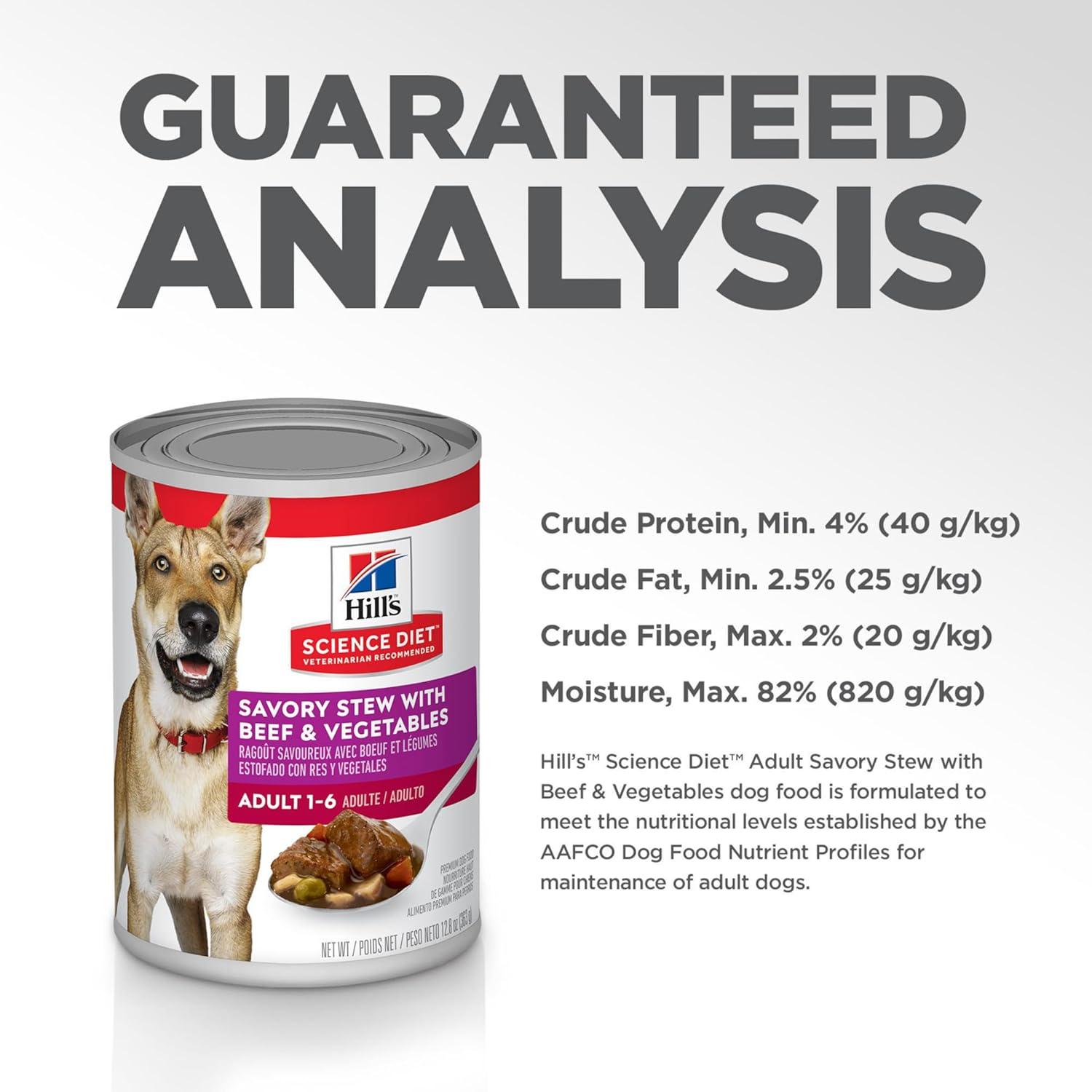 imageHills Science Diet Adult 16 Adult 16 Premium Nutrition Wet Dog Food Beef ampamp Vegetables Stew 128 oz Can Case of 12128 Ounce Pack of 12