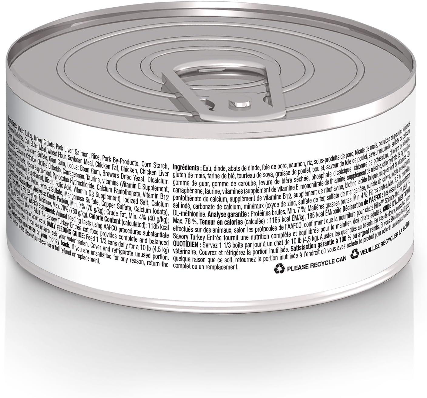 imageHills Science Diet Adult 7 Senior Adult 7 Premium Nutrition Wet Cat Food Turkey Minced 29 oz Can Case of 24Turkey Minced