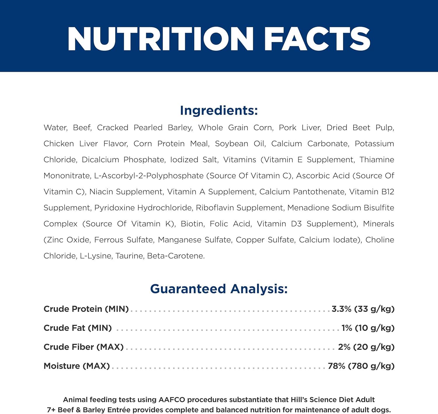 imageHills Science Diet Adult 7 Senior Adult 7 Premium Nutrition Wet Dog Food Turkey ampamp Barley Loaf 13 oz Can Case of 12Beef Barley Loaf
