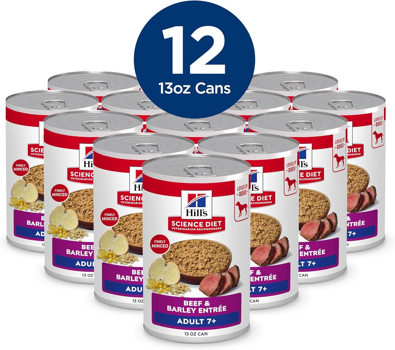 imageHills Science Diet Adult 7 Senior Adult 7 Premium Nutrition Wet Dog Food Turkey ampamp Barley Loaf 13 oz Can Case of 12Beef Barley Loaf