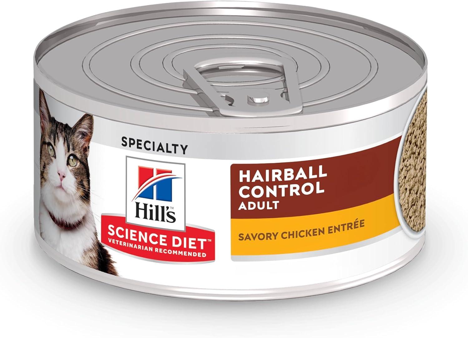 imageHills Science Diet Hairball Control Adult 16 Hairball Control Support Wet Cat Food Chicken Minced 55 oz Can Case of 24Chicken Minced