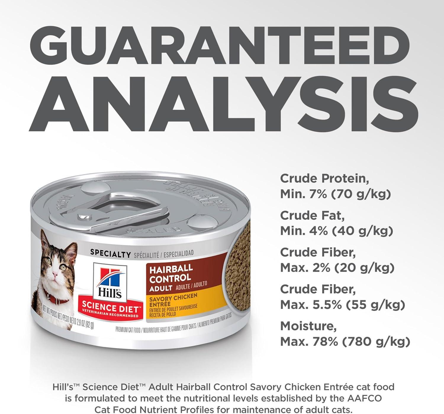 imageHills Science Diet Hairball Control Adult 16 Hairball Control Support Wet Cat Food Chicken Minced 55 oz Can Case of 24Chicken Minced