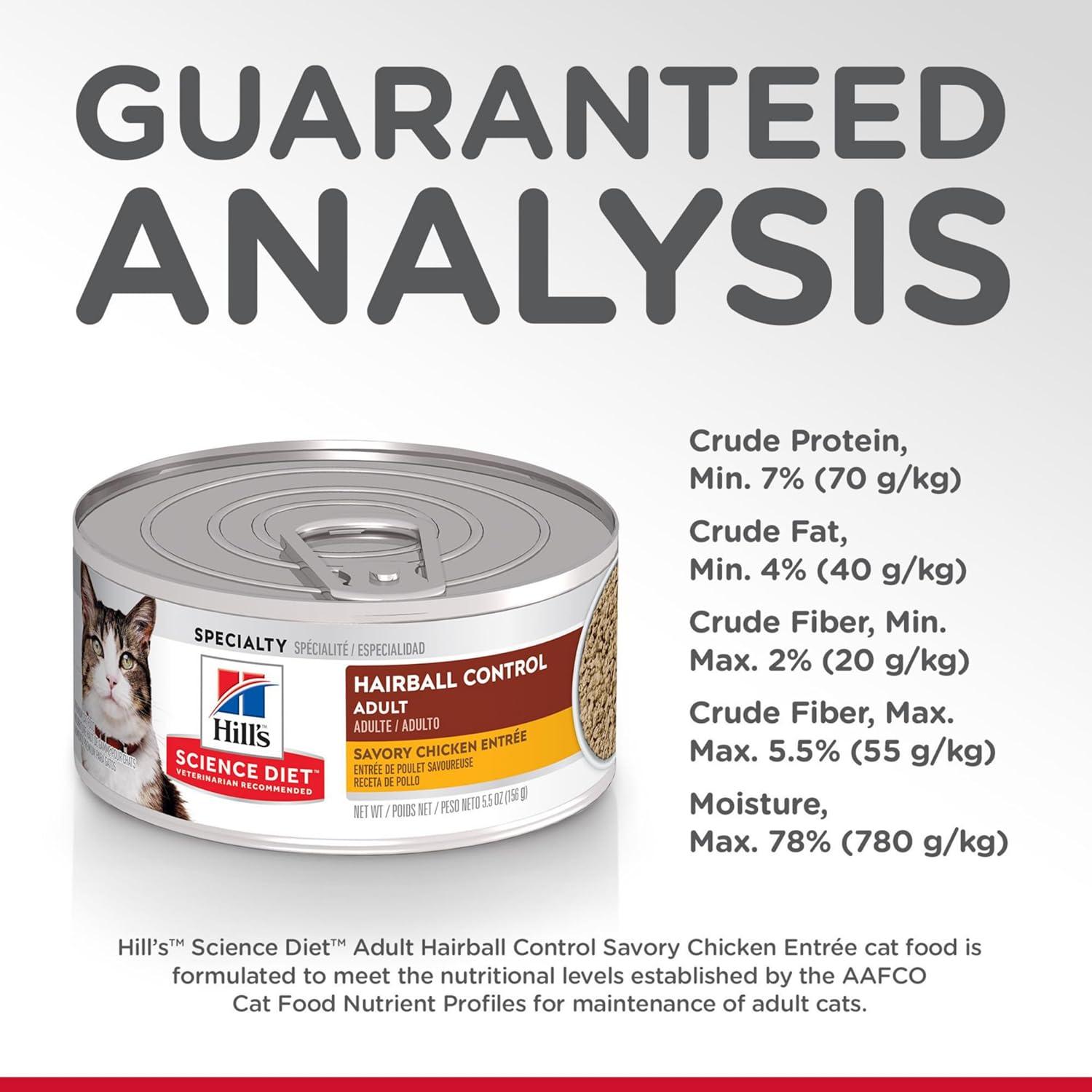 imageHills Science Diet Hairball Control Adult 16 Hairball Control Support Wet Cat Food Chicken Minced 55 oz Can Case of 24Chicken Minced