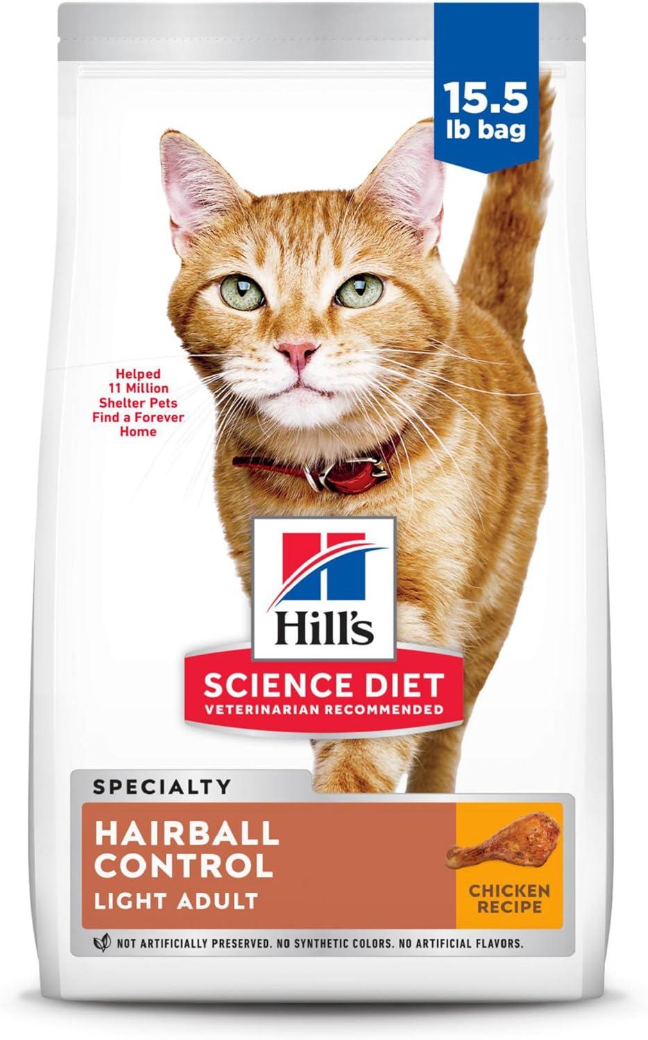 imageHills Science Diet Hairball Control Light Adult 16 Weight Management ampamp Hairball Control Support Dry Cat Food Chicken Recipe 155 lb BagChicken