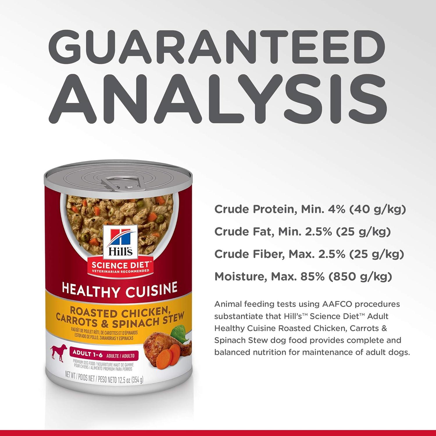 imageHills Science Diet Healthy Cuisine Adult 16 Great Taste Wet Dog Food Roasted Chicken Carrots ampamp Spinach Stew 125 oz Can Case of 12Roasted Chicken Carrots Spinach Stew