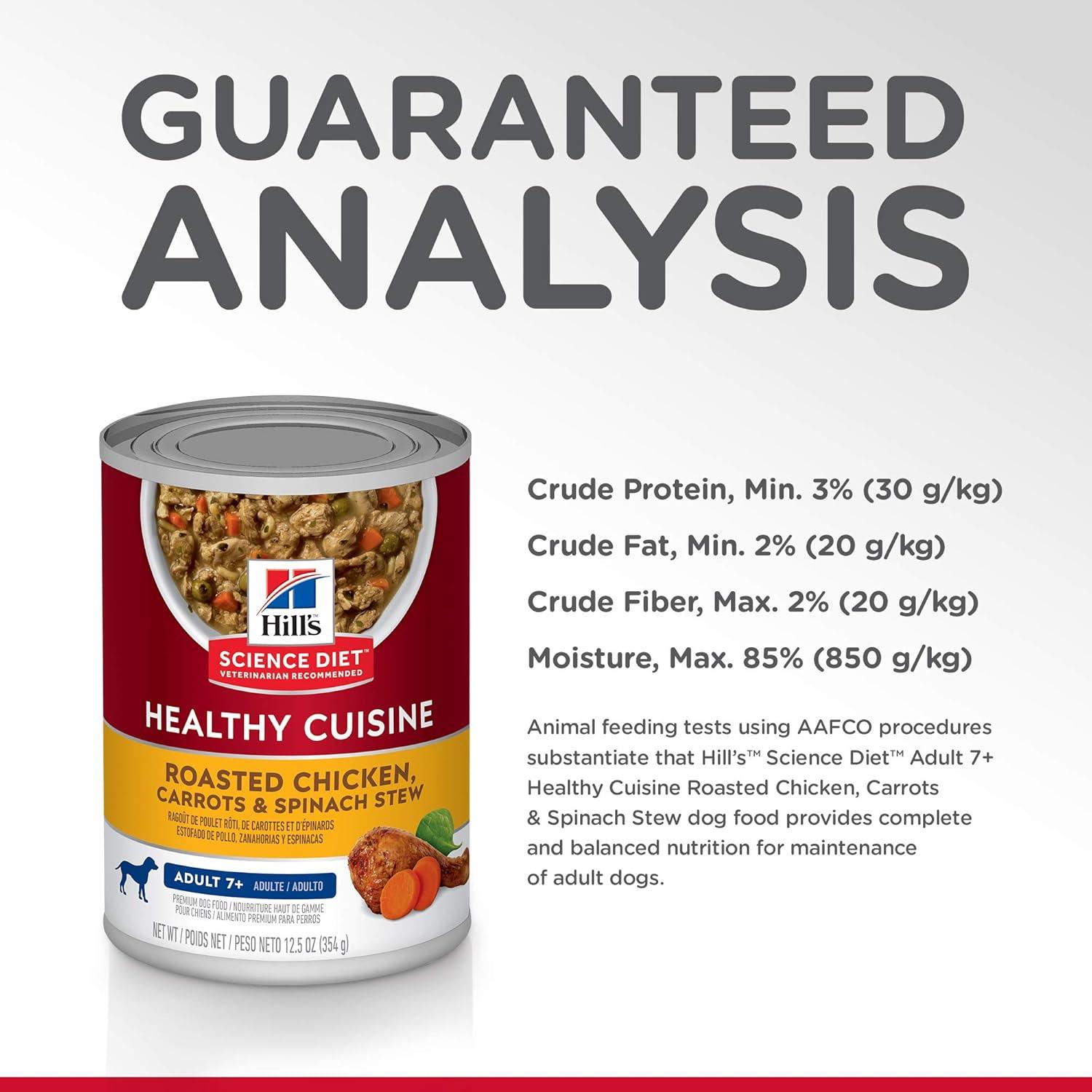 imageHills Science Diet Healthy Cuisine Senior Adult 7 Senior Premium Nutrition Wet Dog Food Roasted Chicken Carrots ampamp Spinach Stew 125 oz Can Case of 12Roasted Chicken Carrots Spinach Stew