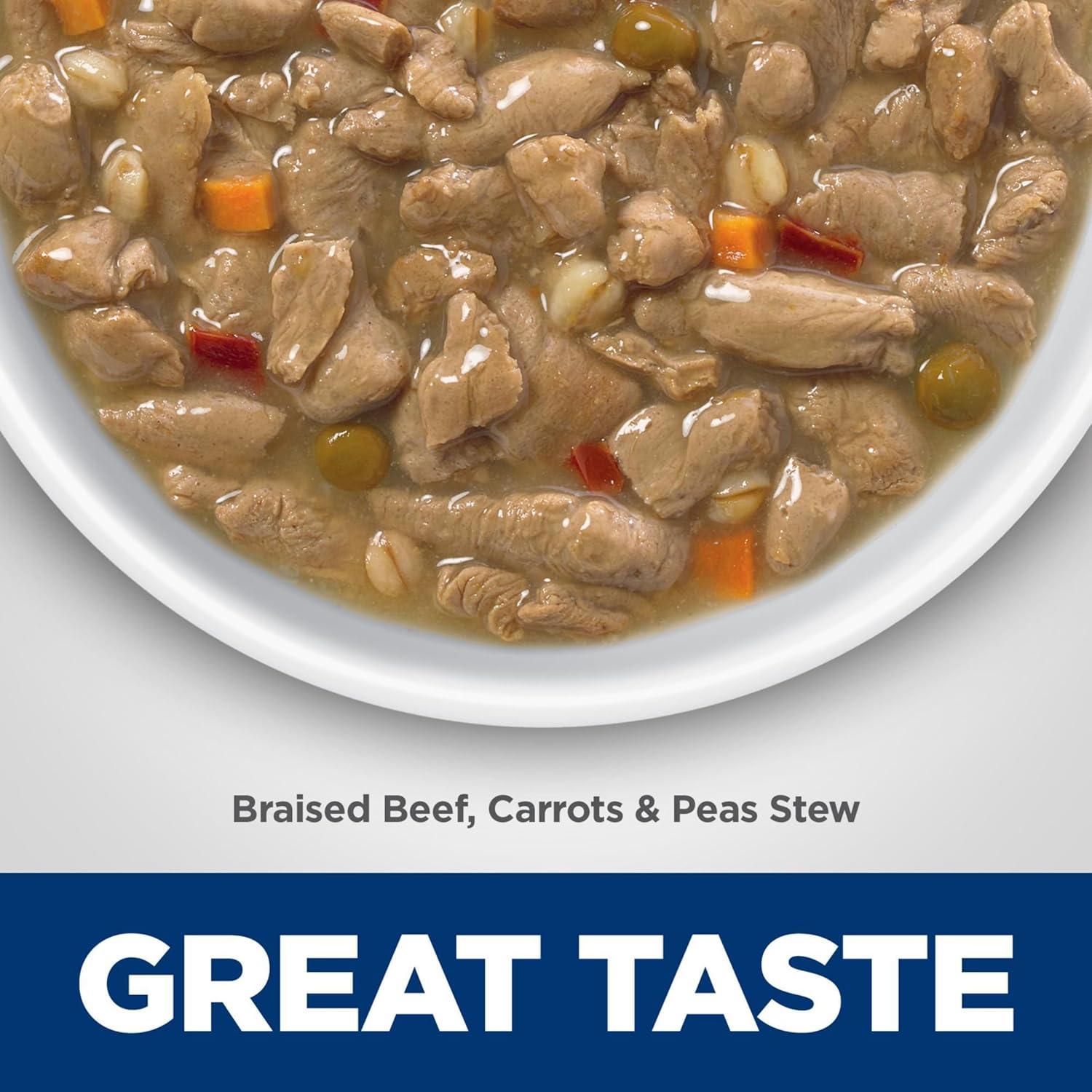 imageHills Science Diet Healthy Cuisine Senior Adult 7 Senior Premium Nutrition Wet Dog Food Roasted Chicken Carrots ampamp Spinach Stew 125 oz Can Case of 12Braised Beef Carrots Peas Stew