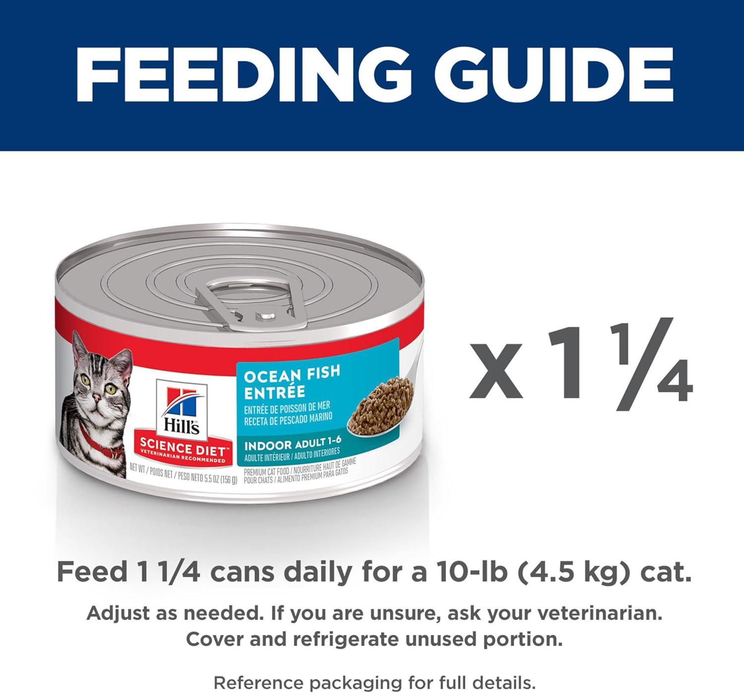 imageHills Science Diet Indoor Adult 16 Easy Litter Box Cleanup Wet Cat Food Chicken Minced 55 oz Can Case of 24Ocean Fish Minced