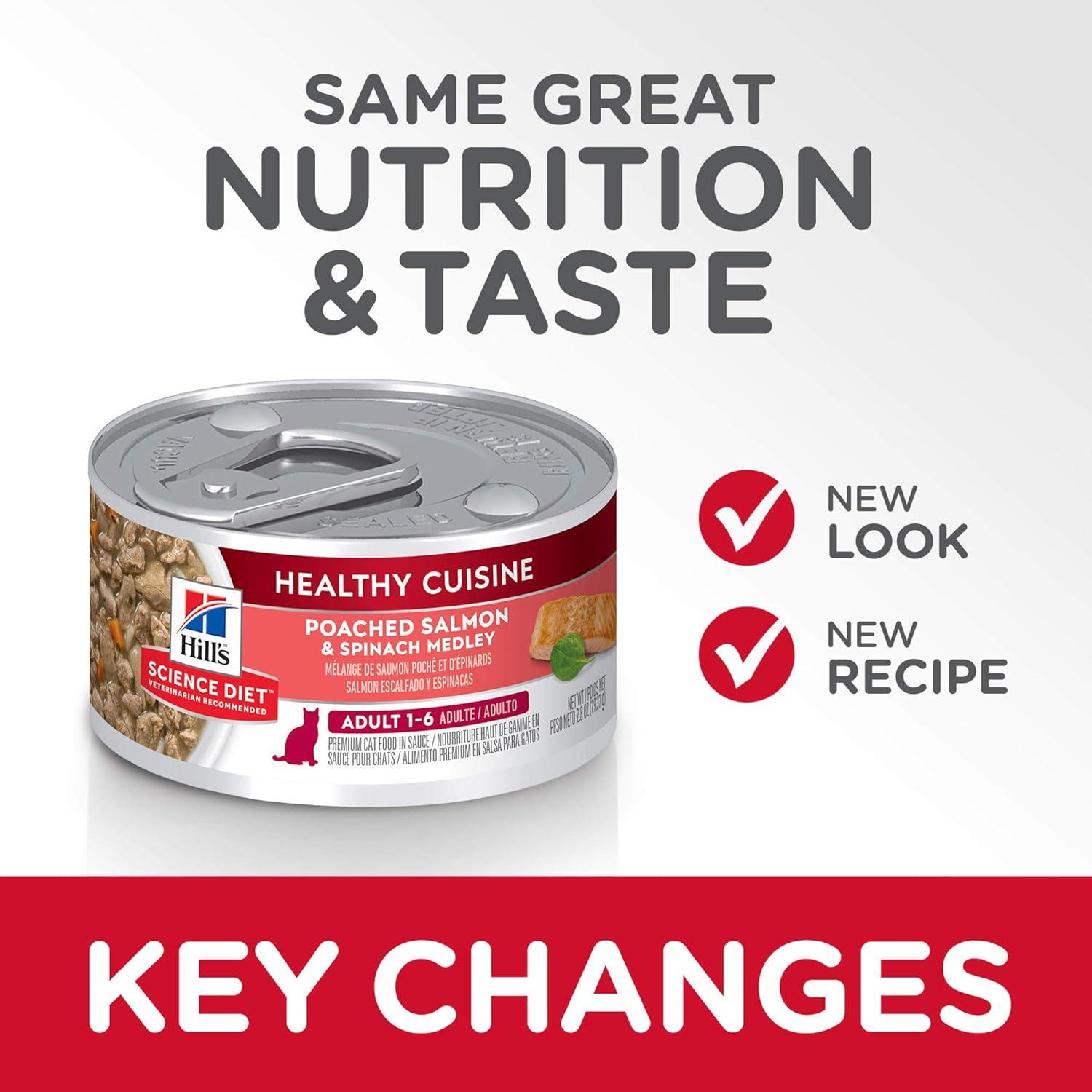 imageHills Science Diet Indoor Adult 16 Easy Litter Box Cleanup Wet Cat Food Chicken Minced 55 oz Can Case of 24Poached Salmon