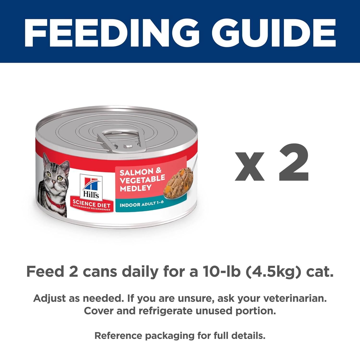 imageHills Science Diet Indoor Adult 16 Easy Litter Box Cleanup Wet Cat Food Chicken Minced 55 oz Can Case of 24Salmon Vegetables Stew