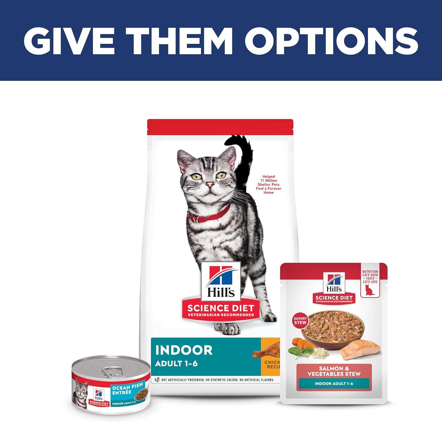 imageHills Science Diet Indoor Adult 16 Easy Litter Box Cleanup Wet Cat Food Salmon ampamp Vegetables Stew 28 oz Pouch Case of 24