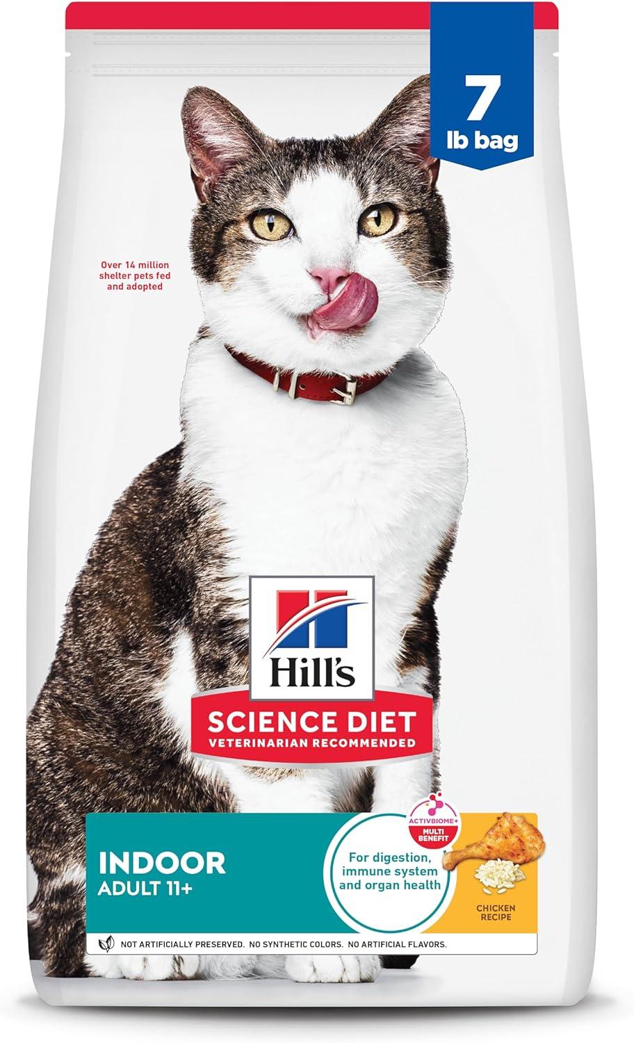 imageHills Science Diet Indoor Senior Adult 11 Easy Litter Box Cleanup Dry Cat Food Chicken Recipe 7 lb BagChicken