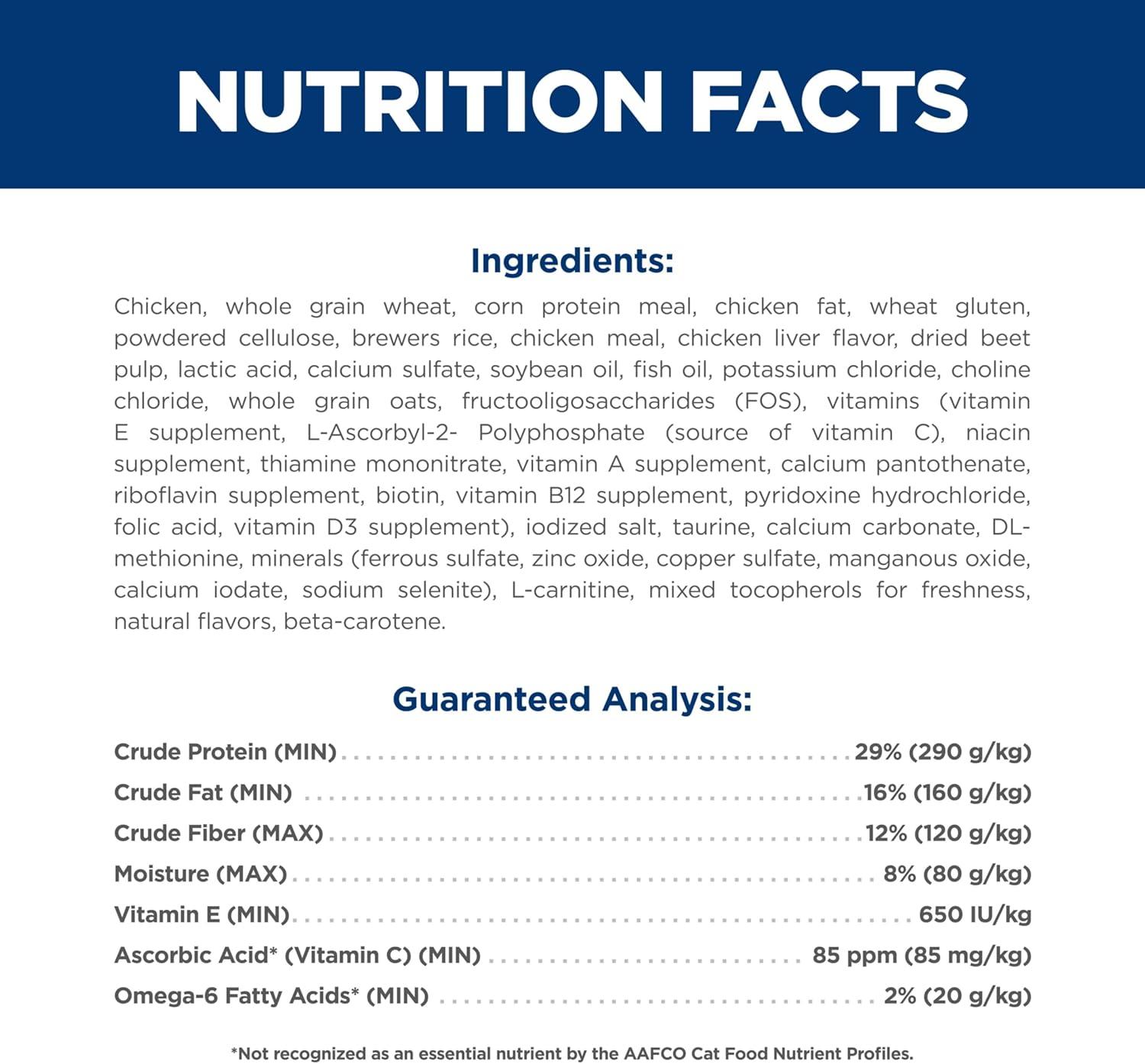 imageHills Science Diet Indoor Senior Adult 11 Easy Litter Box Cleanup Dry Cat Food Chicken Recipe 7 lb BagChicken