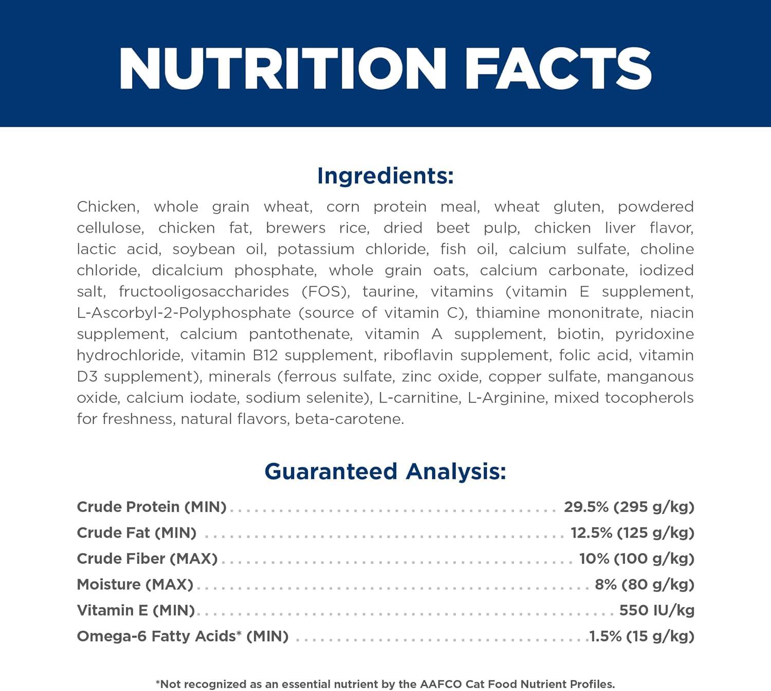 imageHills Science Diet Indoor Senior Adult 7 Easy Litter Box Cleanup Dry Cat Food Chicken Recipe 155 lb BagChicken