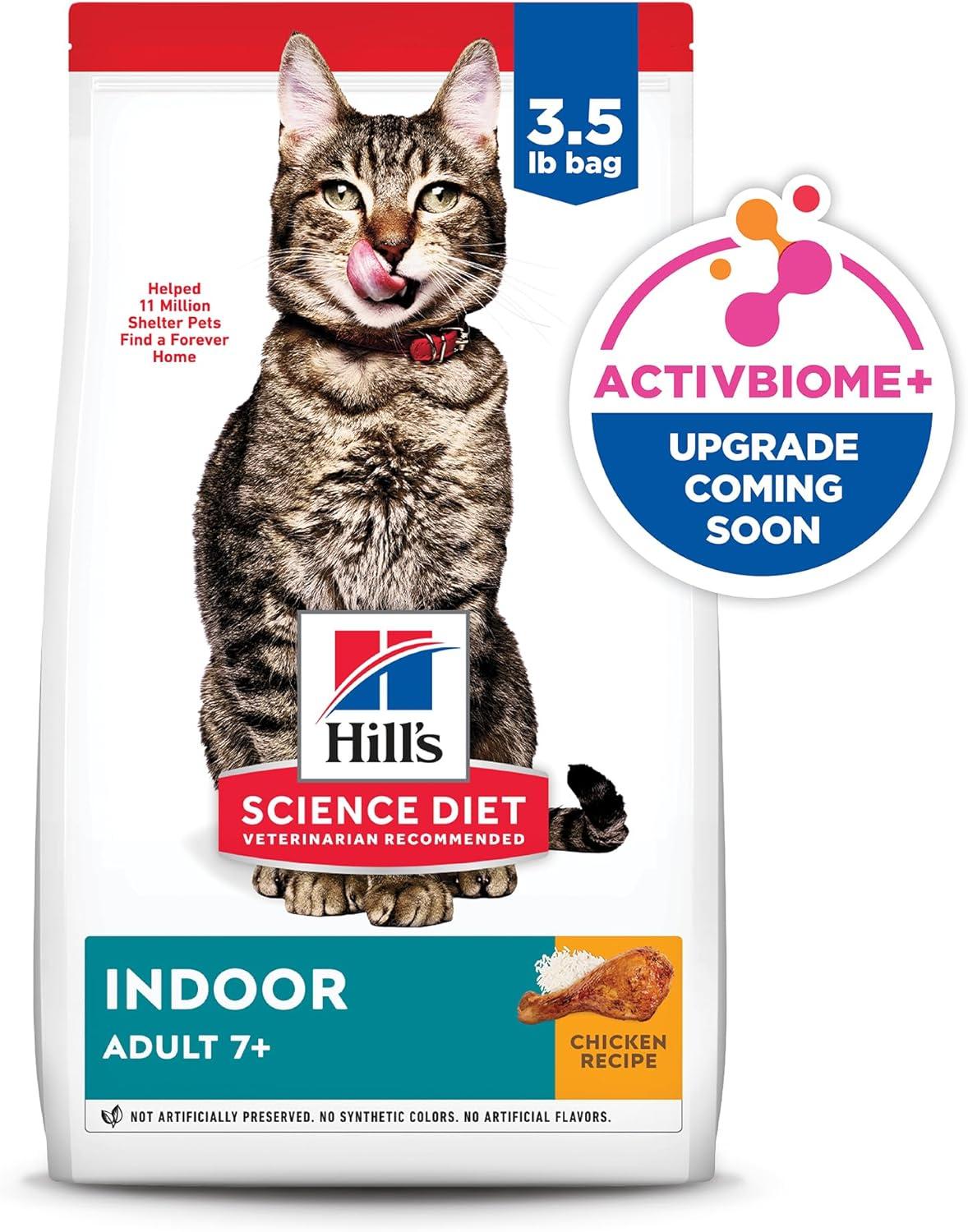 imageHills Science Diet Indoor Senior Adult 7 Easy Litter Box Cleanup Dry Cat Food Chicken Recipe 155 lb BagChicken