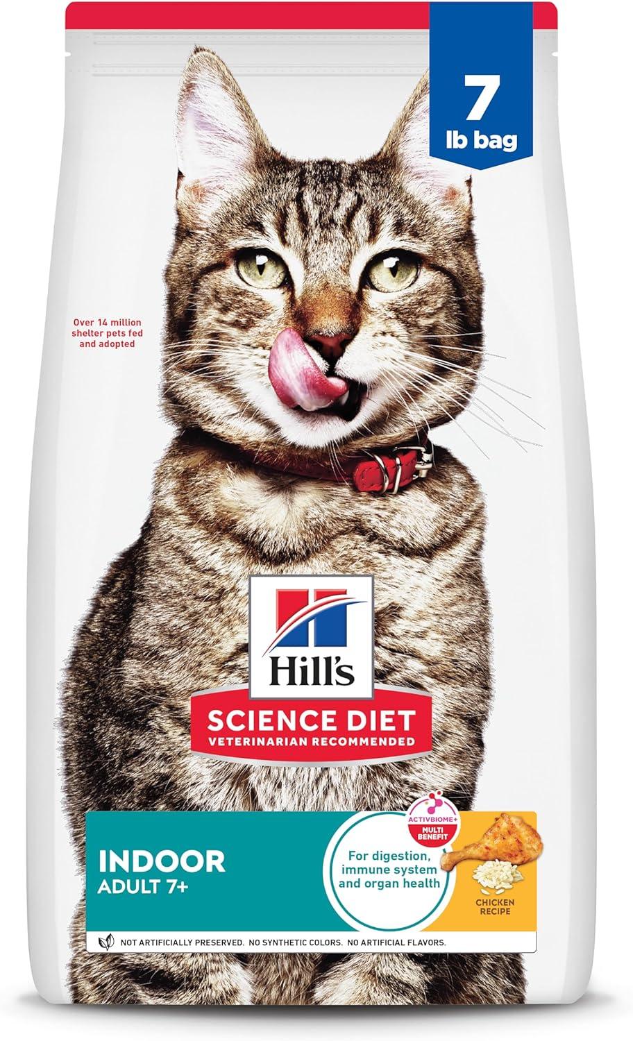 imageHills Science Diet Indoor Senior Adult 7 Easy Litter Box Cleanup Dry Cat Food Chicken Recipe 155 lb BagChicken