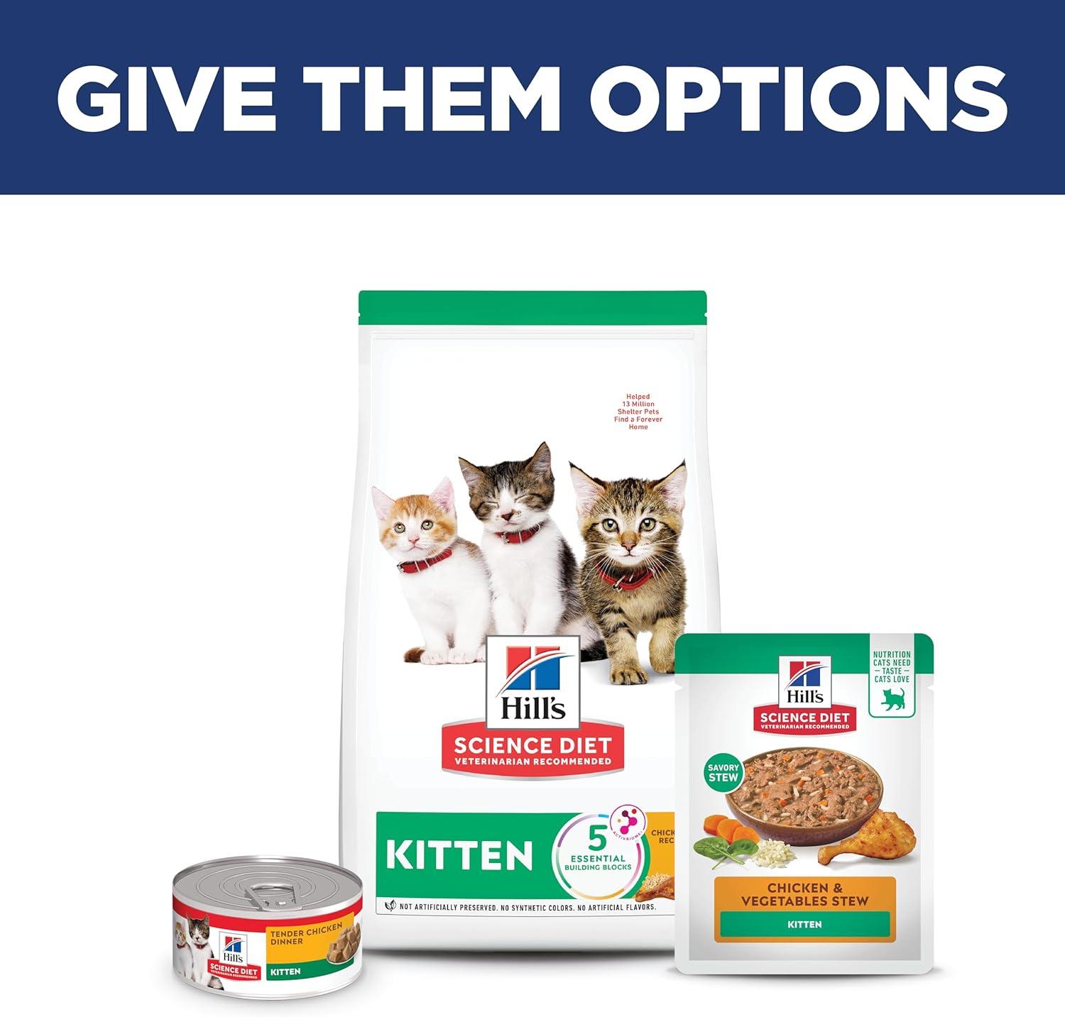 imageHills Science Diet Kitten Kitten Premium Nutrition Wet Cat Food Chicken Stew 28 oz Pouch Case of 24Chicken Vegetables Stew