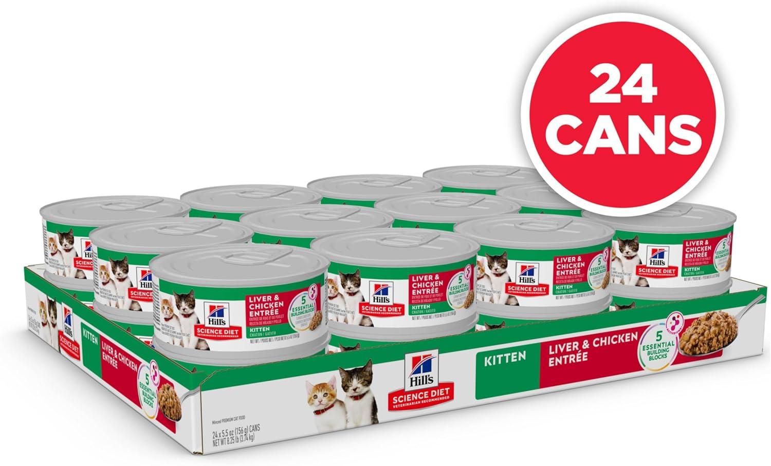 imageHills Science Diet Kitten Kitten Premium Nutrition Wet Cat Food Turkey Minced 55 oz Can Case of 24Liver Chicken Minced