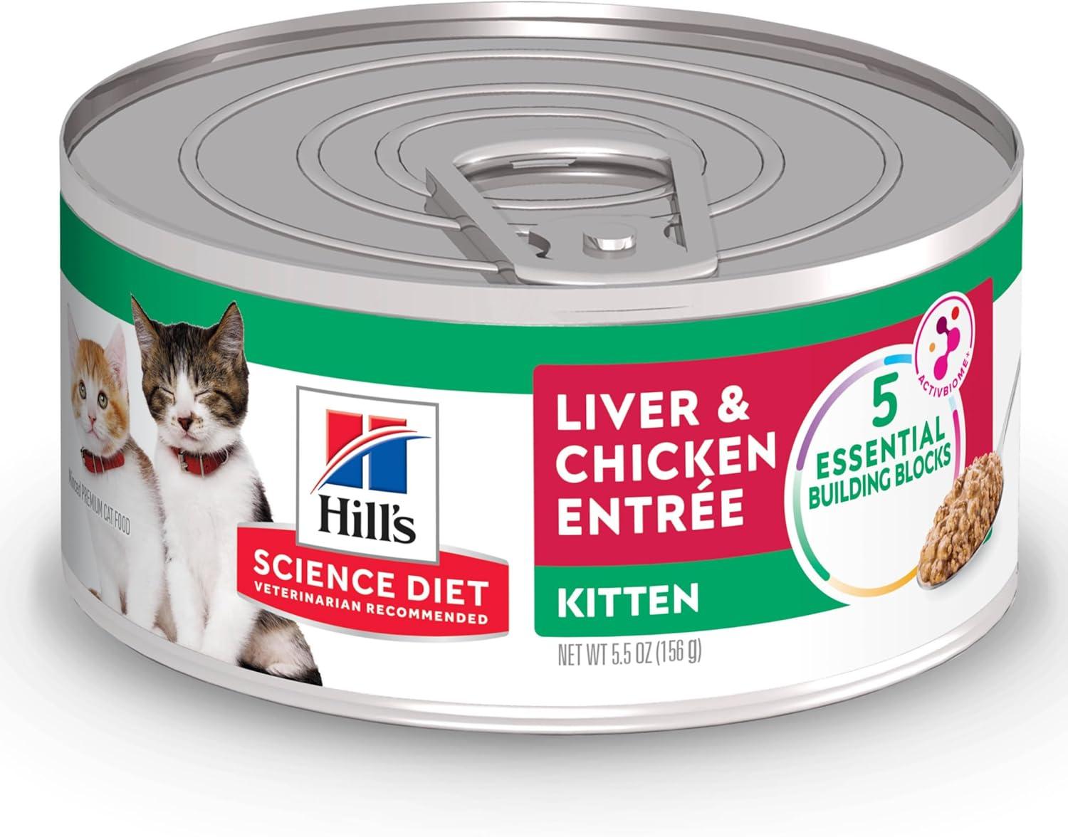 imageHills Science Diet Kitten Kitten Premium Nutrition Wet Cat Food Turkey Minced 55 oz Can Case of 24Liver Chicken Minced