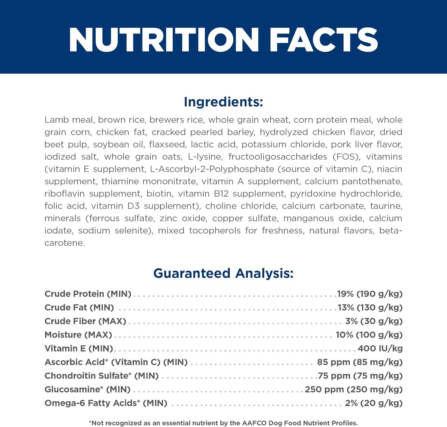 imageHills Science Diet Large Breed Adult Dry Dog Food 15 Quality Protein for Joint Support ampamp Lean Muscles Chicken ampamp Barley 15 lb BagLamb Brown Rice