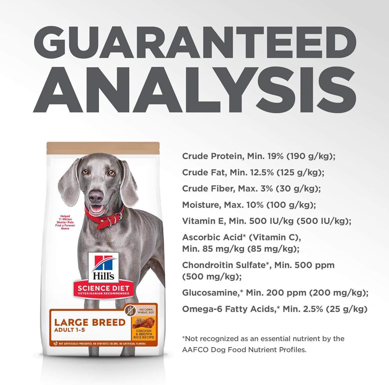 imageHills Science Diet Large Breed Adult Dry Dog Food 15 Quality Protein for Joint Support ampamp Lean Muscles No Corn Wheat Soy Chicken ampamp Brown Rice 30 lb Bag