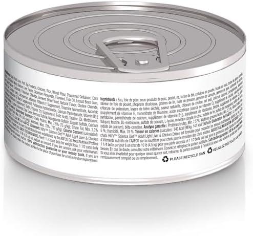 imageHills Science Diet Light Adult 16 Weight Management Support Wet Cat Food Liver ampamp Chicken Minced 55 oz Can Case of 24Liver Chicken Minced