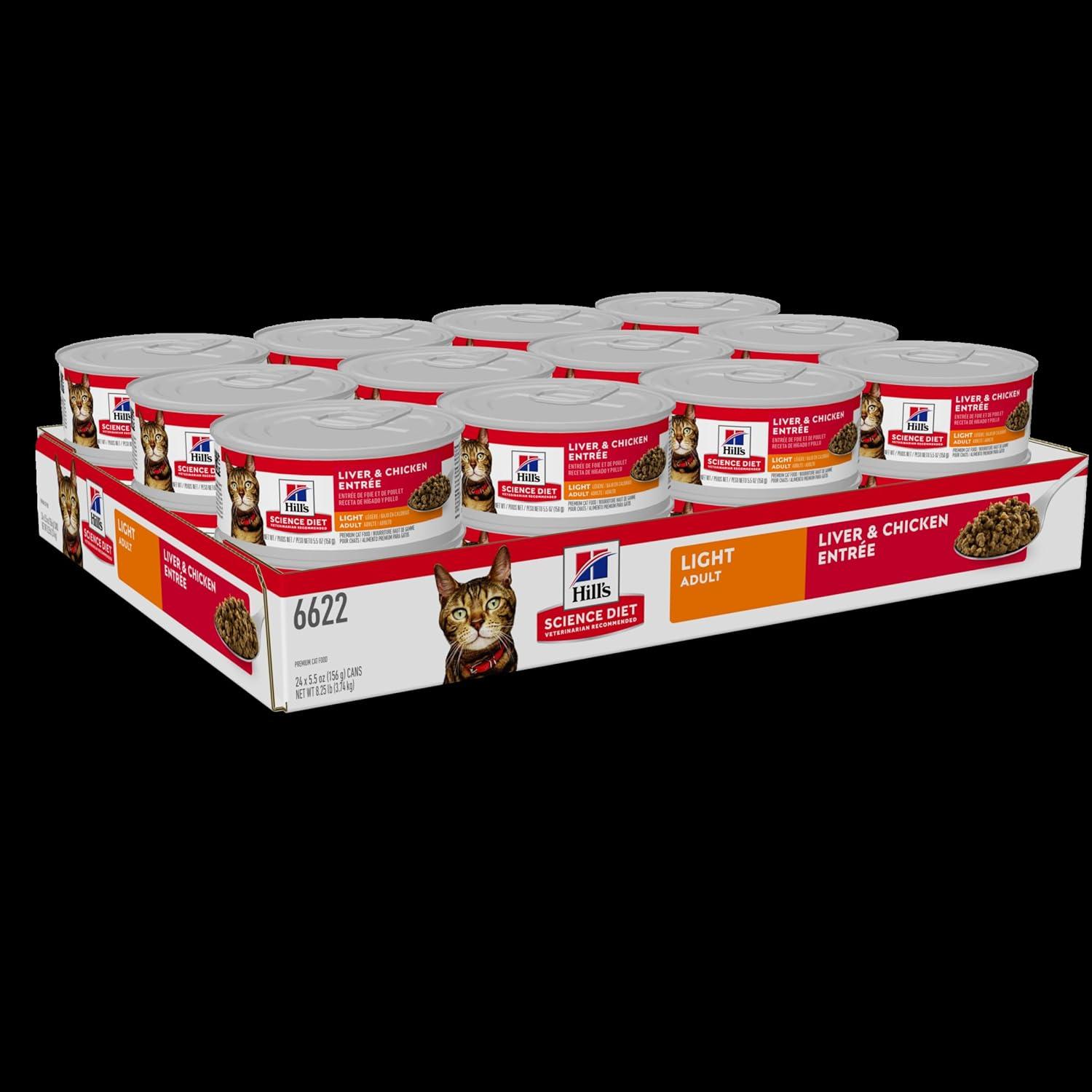 imageHills Science Diet Light Adult 16 Weight Management Support Wet Cat Food Liver ampamp Chicken Minced 55 oz Can Case of 24Liver Chicken Minced