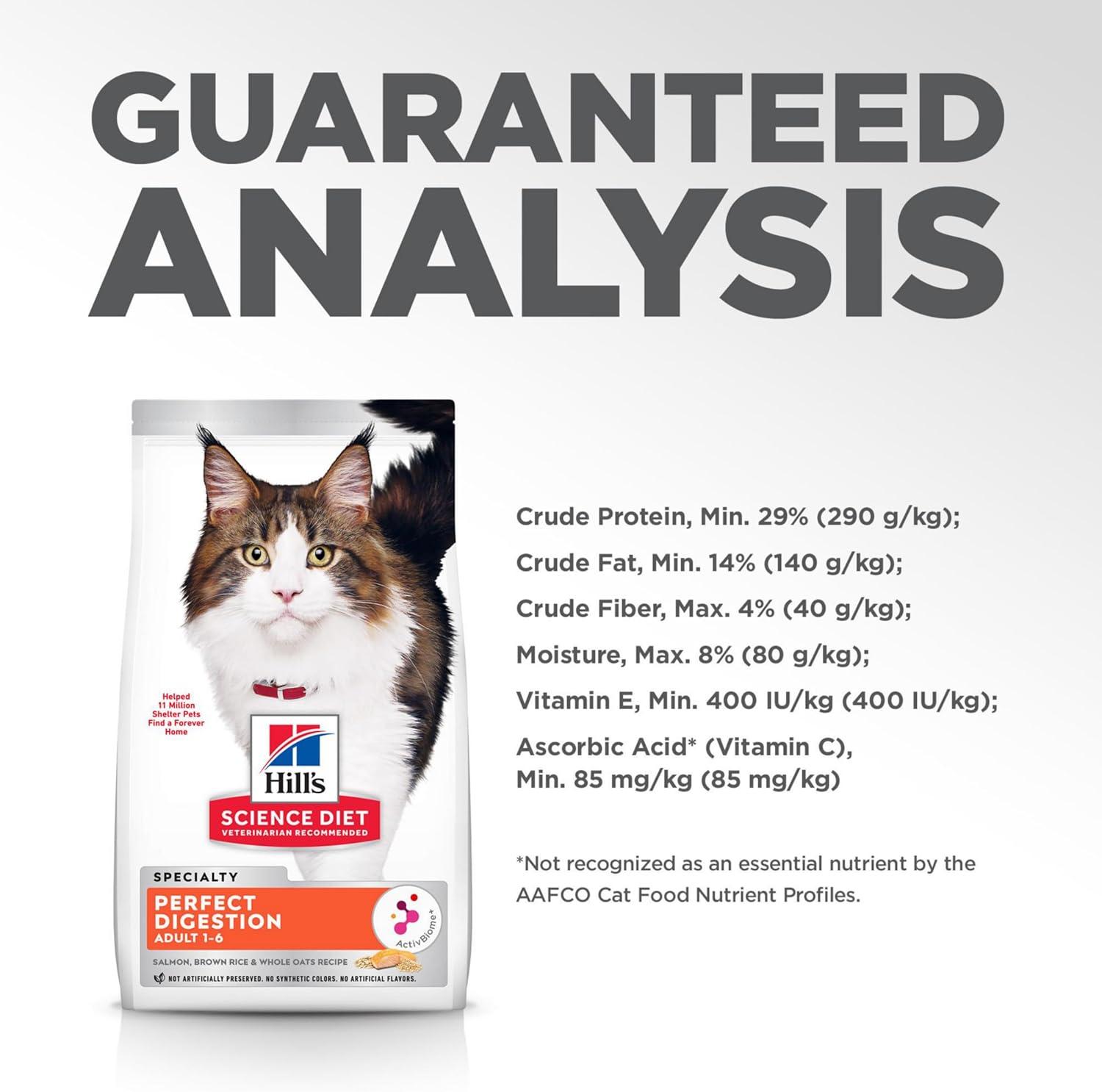 imageHills Science Diet Perfect Digestion Adult 16 Digestive Support Dry Cat Food Salmon Brown Rice ampamp Whole Oats 13 lb BagSalmon Brown Rice Whole Oats