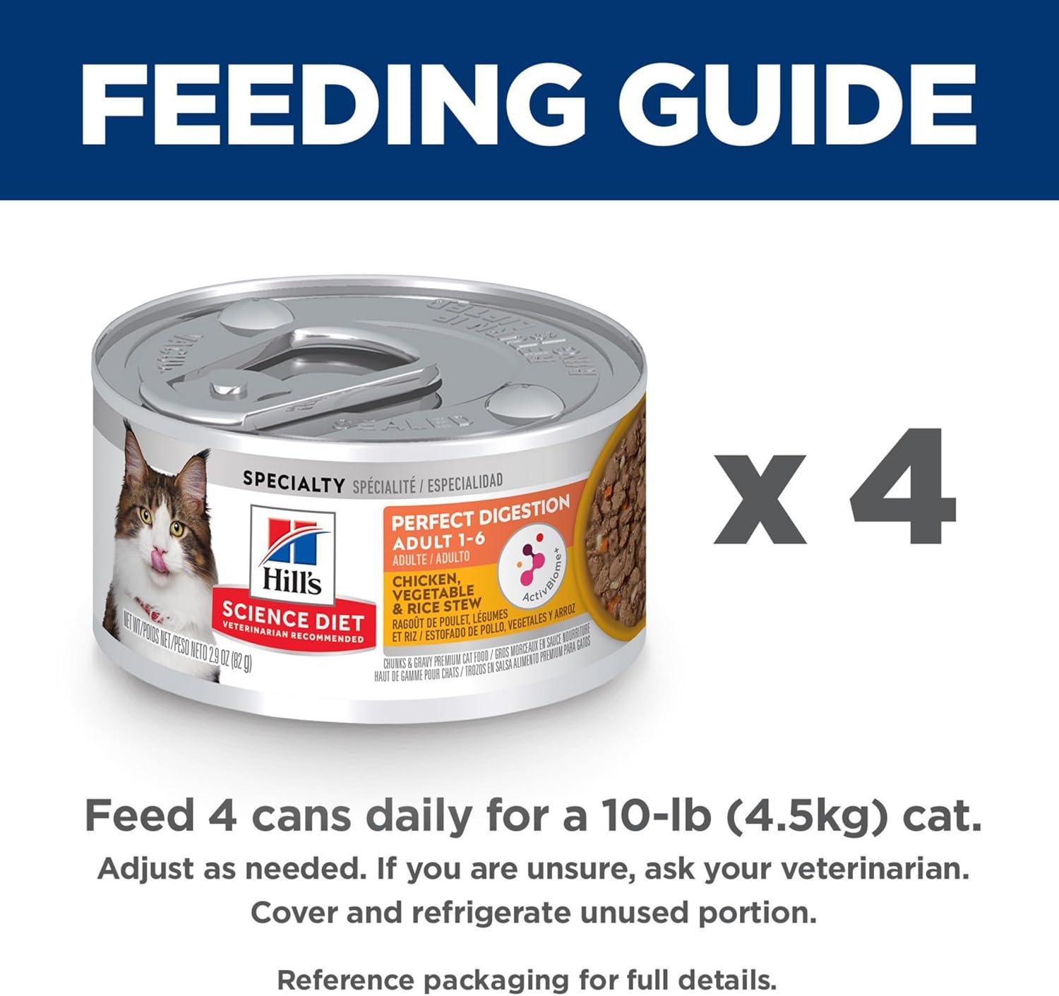 imageHills Science Diet Perfect Digestion Adult 16 Digestive Support Wet Cat Food Chicken Vegetables ampamp Rice Stew 29 oz Can Case of 2429 Ounce Pack of 24