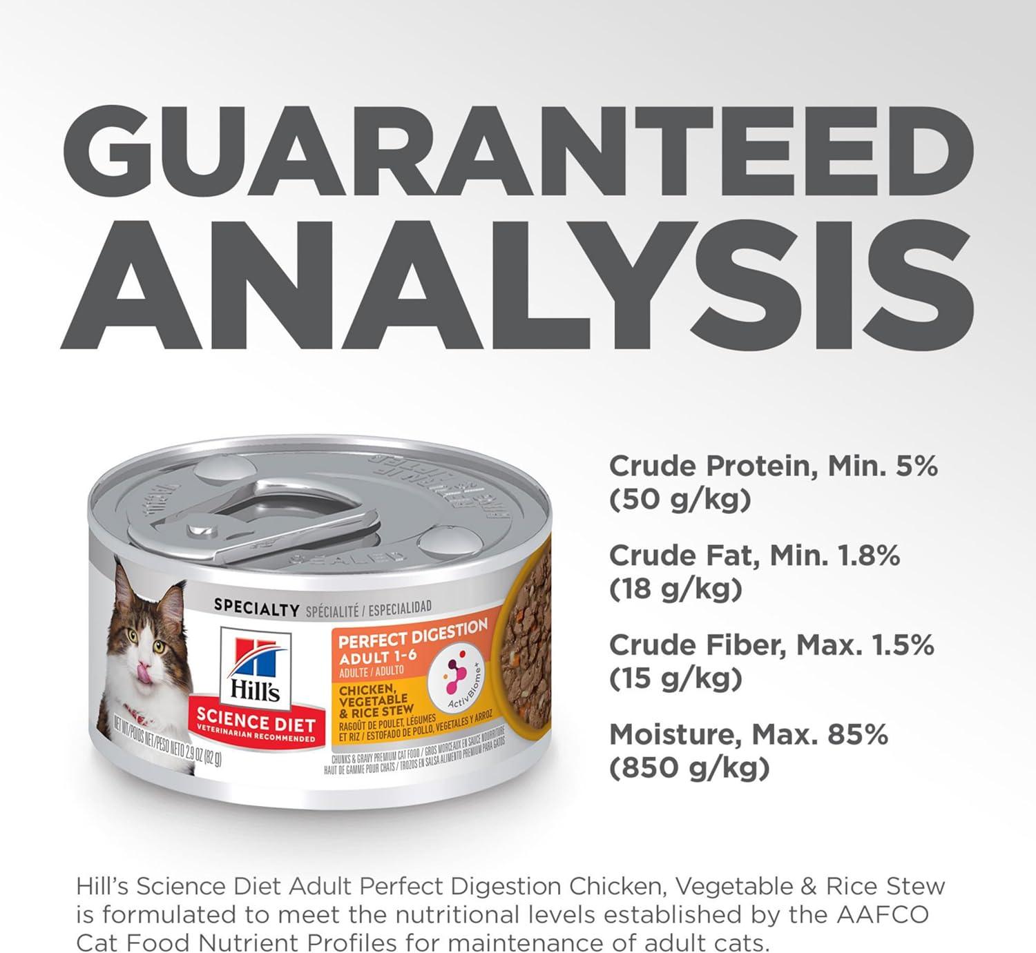imageHills Science Diet Perfect Digestion Adult 16 Digestive Support Wet Cat Food Chicken Vegetables ampamp Rice Stew 29 oz Can Case of 2429 Ounce Pack of 24