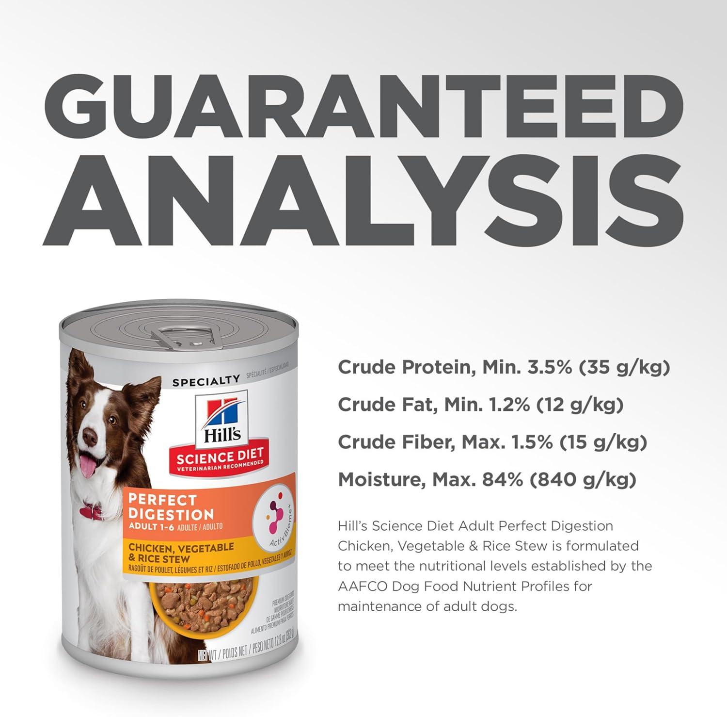 imageHills Science Diet Perfect Digestion Adult 16 Digestive Support Wet Dog Food Chicken Vegetable ampamp Rice Stew 125 oz Can Case of 12Chicken Vegetable Rice Stew