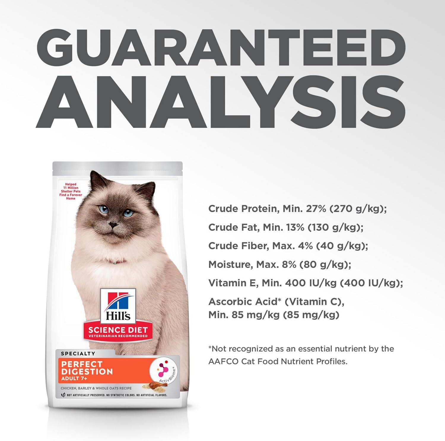 imageHills Science Diet Perfect Digestion Senior Adult 7 Digestive Support Dry Cat Food Chicken Barley ampamp Whole Oats 35 lb BagChicken Barley Whole Oats