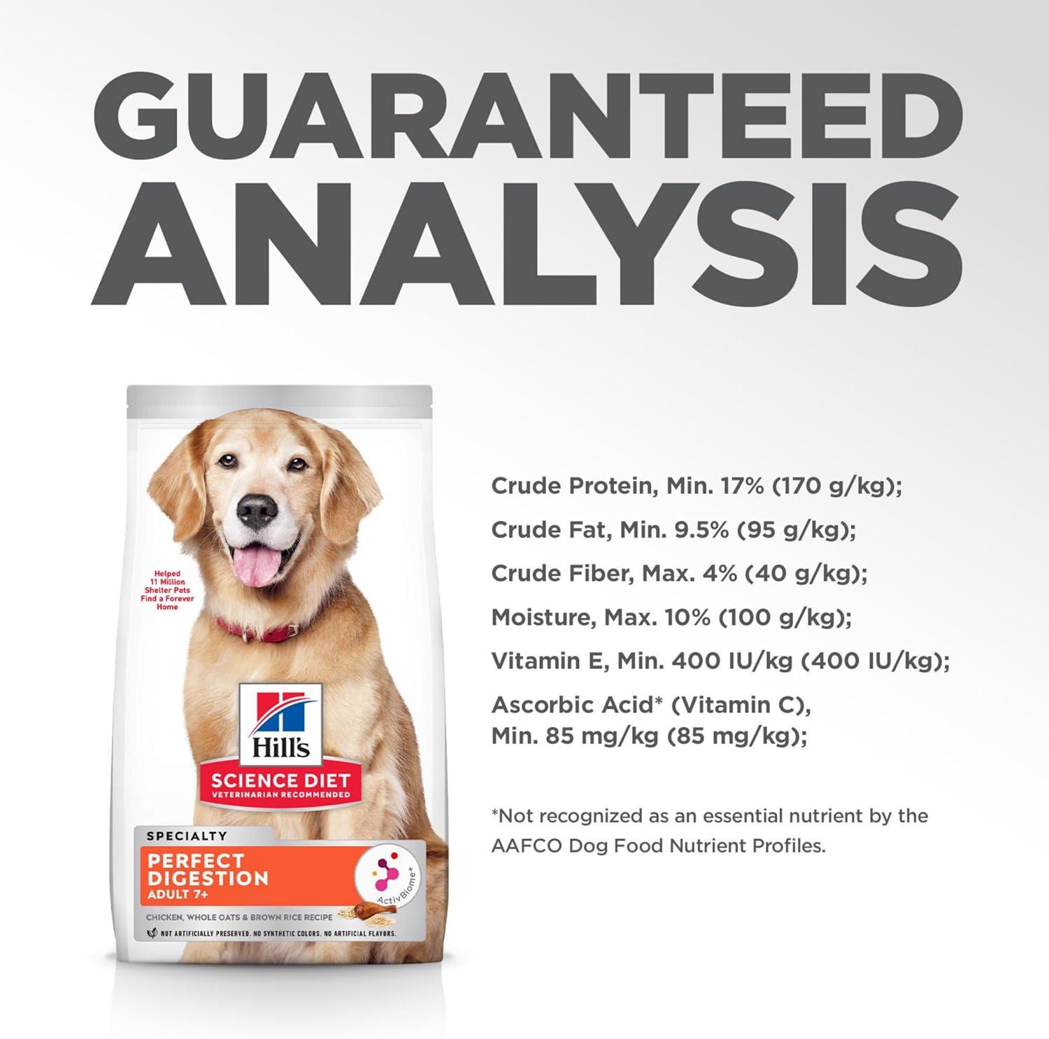 imageHills Science Diet Perfect Digestion Senior Adult 7 Digestive Support Dry Dog Food Chicken Brown Rice ampamp Whole Oats 12 lb Bag