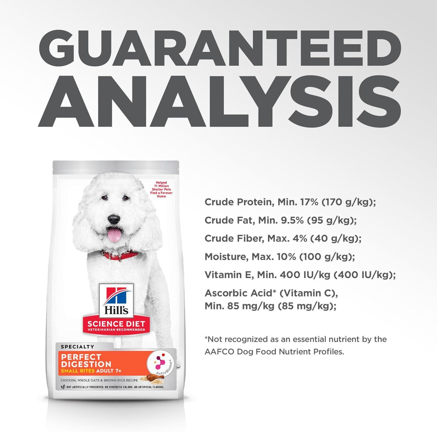 imageHills Science Diet Perfect Digestion Senior Adult 7 Digestive Support Small Kibble Dry Dog Food Chicken Brown Rice ampamp Whole Oats 12 lb Bag