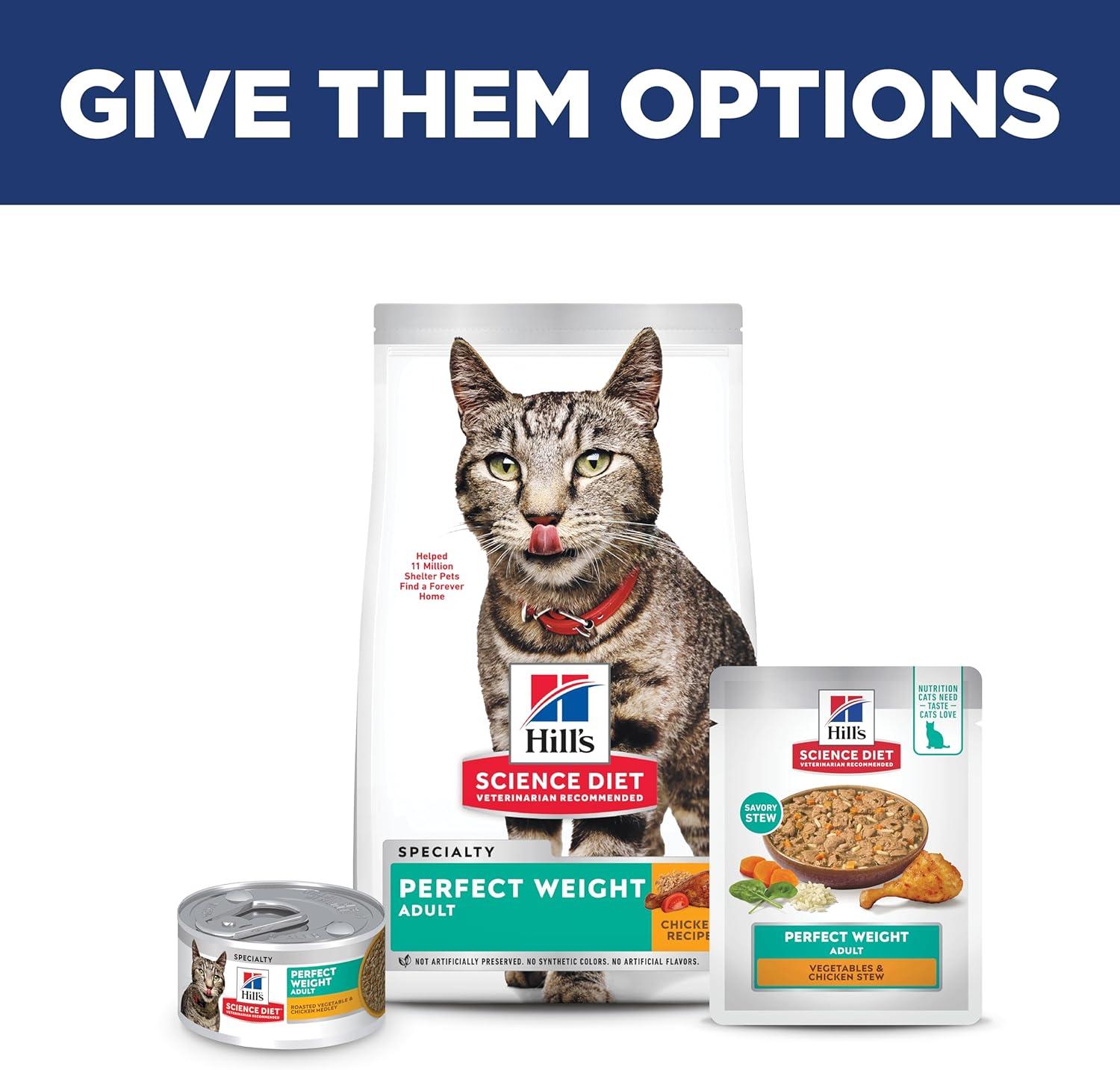 imageHills Science Diet Perfect Weight Adult 16 Weight Management Support Wet Cat Food Salmon ampamp Vegetables Stew 28 oz Pouch Case of 24Chicken Vegetables Stew