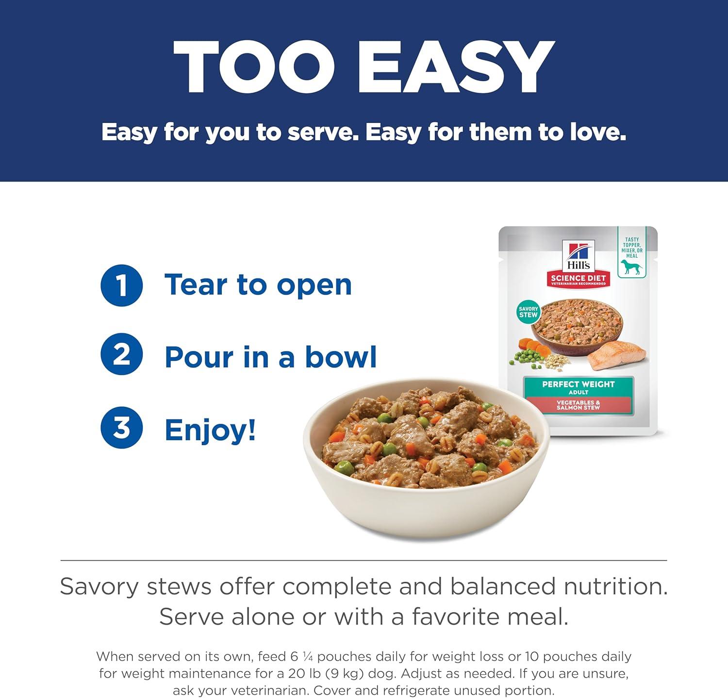 imageHills Science Diet Perfect Weight Adult 16 Weight Management Support Wet Dog Food Salmon ampamp Vegetables Stew 28 oz Pouch Case of 24