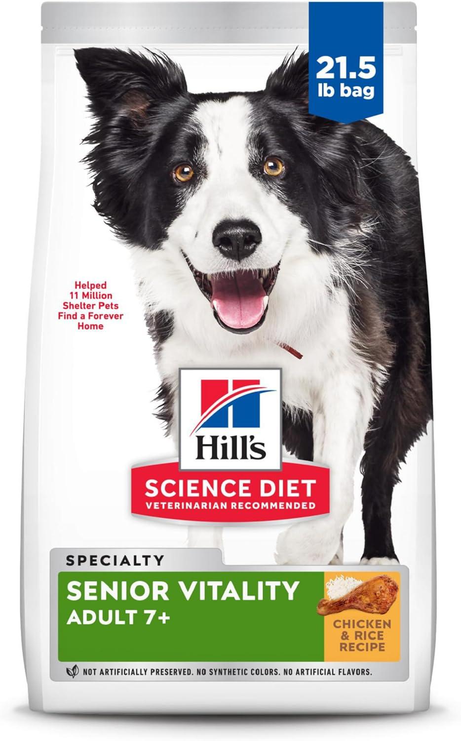 imageHills Science Diet Senior Vitality Adult 7 Dry Dog Food Chicken ampamp Rice 125 lb BagChicken Rice