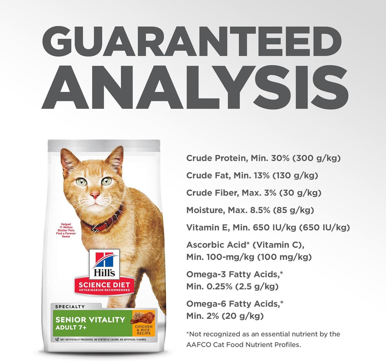 imageHills Science Diet Senior Vitality Senior Adult 7 Senior Premium Nutrition Dry Cat Food Chicken ampamp Rice 6 lb BagChicken Rice