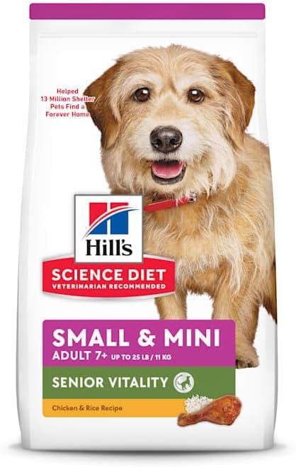 imageHills Science Diet Senior Vitality Senior Adult 7 Small ampamp Mini Breeds Senior Premium Nutrition Dry Dog Food Chicken ampamp Rice 125 lb BagChicken Rice