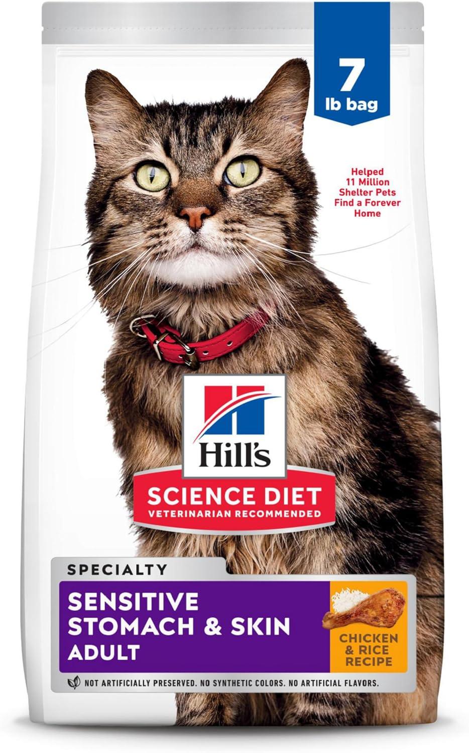 imageHills Science Diet Sensitive Stomach ampamp Skin Adult 16 Stomach ampamp Skin Sensitivity Support Dry Cat Food Chicken ampamp Rice 155 lb BagChicken Rice