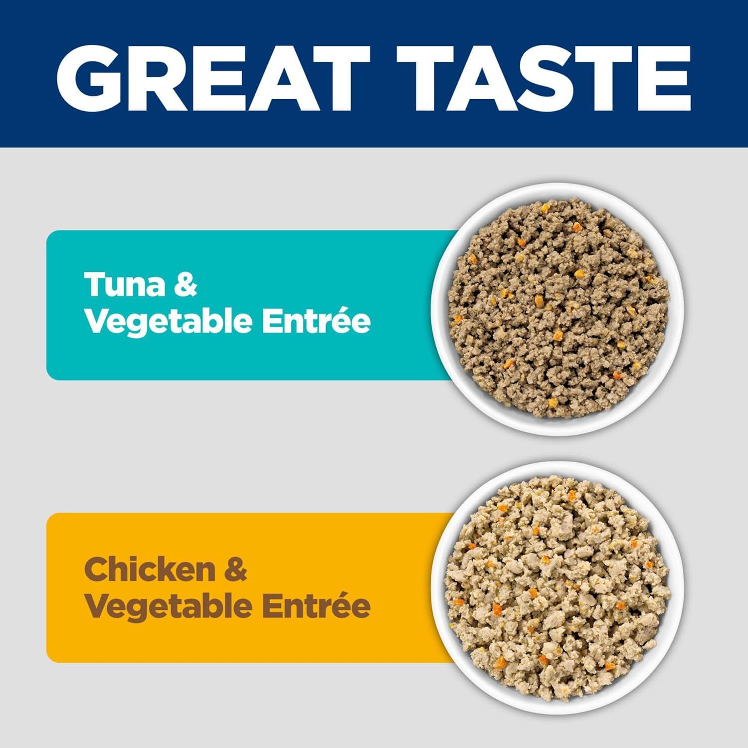 imageHills Science Diet Sensitive Stomach ampamp Skin Adult 16 Stomach ampamp Skin Sensitivity Support Wet Cat Food Chicken ampamp Vegetables Minced 29 oz Can Case of 24Variety Pack Chicken Tuna Minced